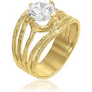Women 14K Gold Over Sterling Silver Statement Rings With TCW Floating Cubic